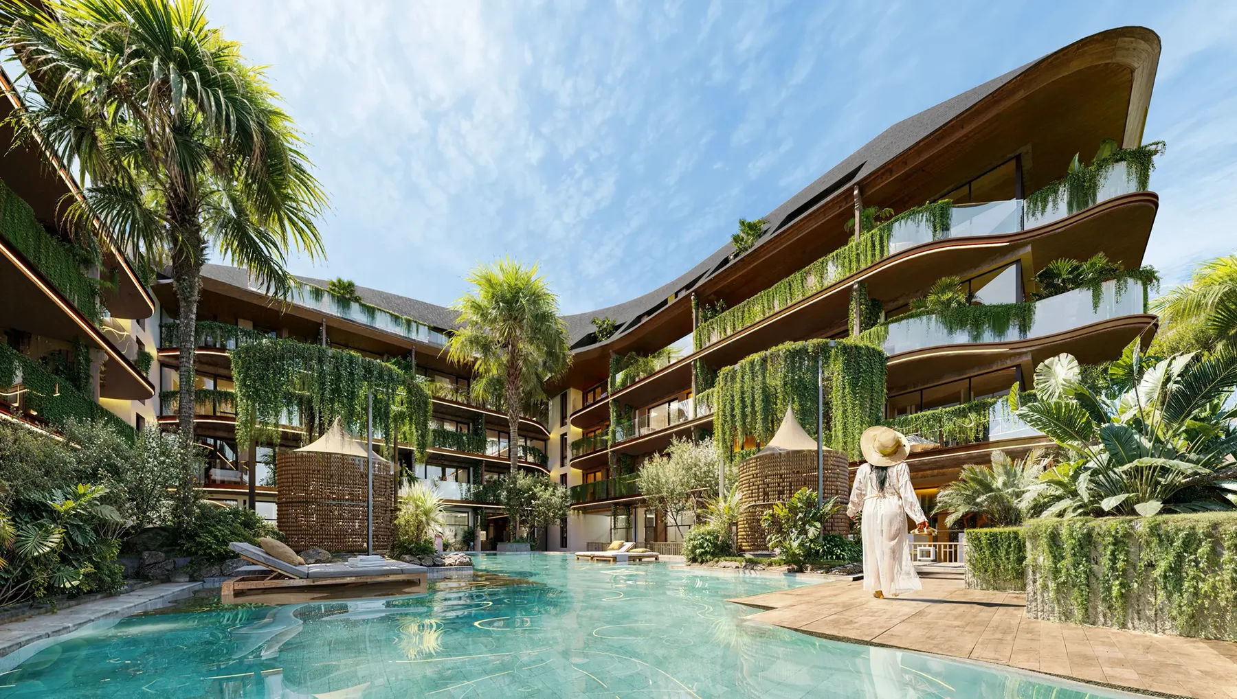 Courtyard pool and terraces at Amani Melasti