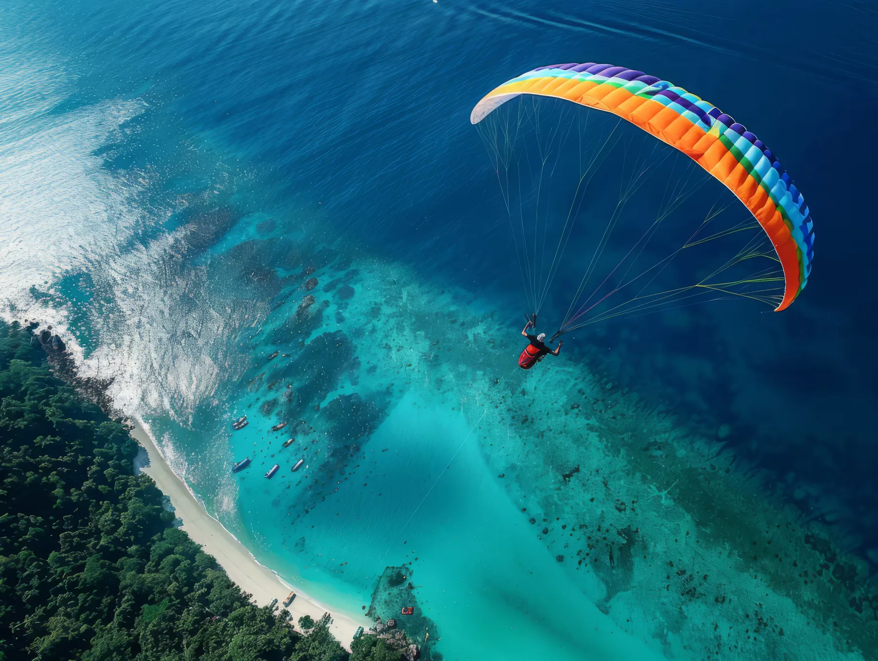 Paraglider above the Uluwatu cliffs on the Bukit Peninsula
