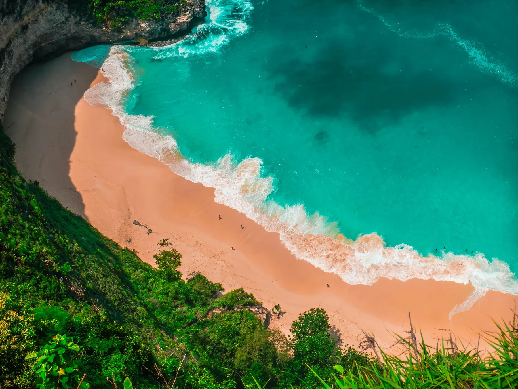 Aerial view of a secluded beach on the Bukit Peninsula, Bali